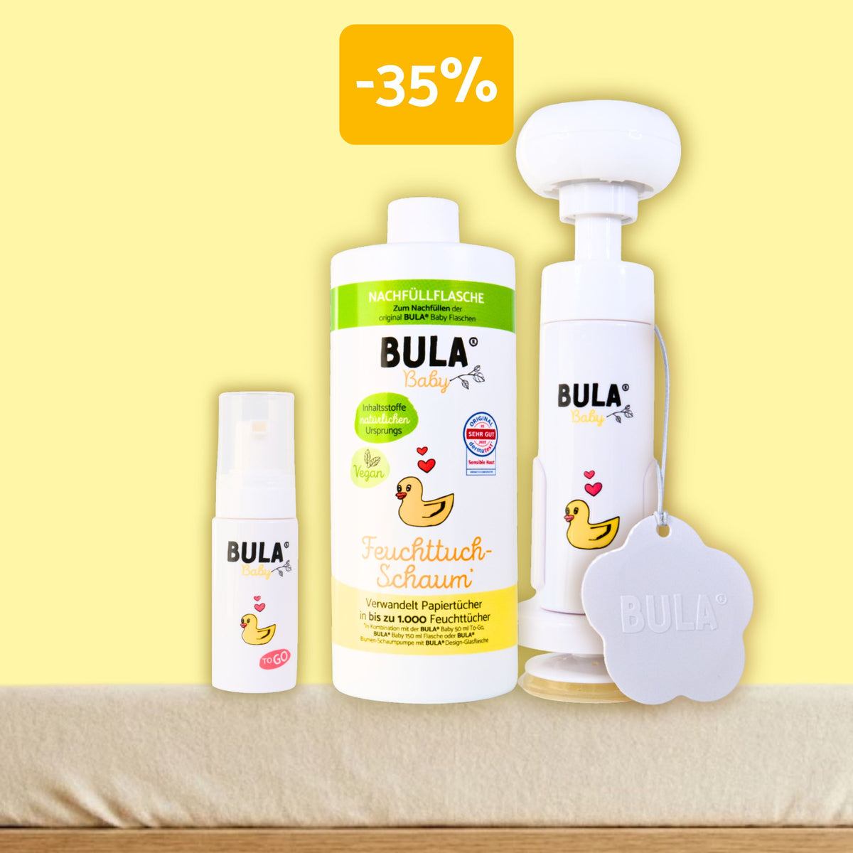 BULA Baby Easy Clean Wickel Set - Feuchttuch-Schaum Starter Set für Babys