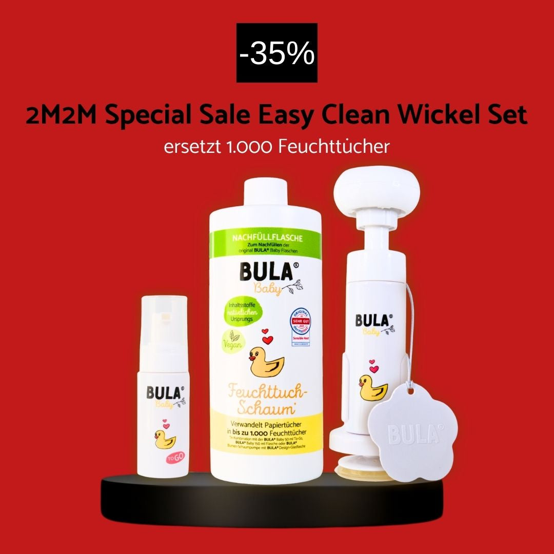 BULA Baby 2M2M Special Sale - Easy Clean Wickel Set - Feuchttuch-Schaum Starter Set für Babys