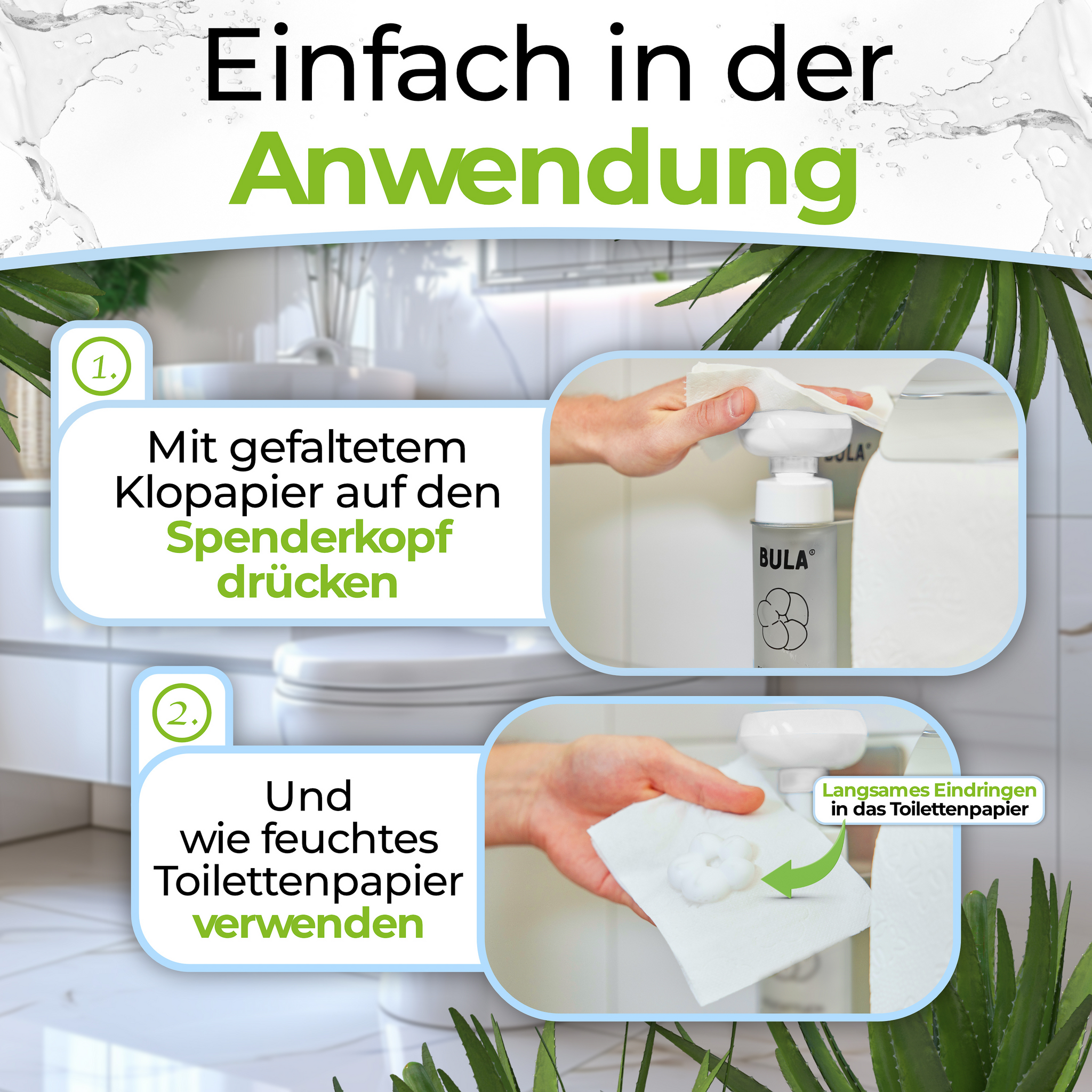 BULA Popo Blumen-Schaumpumpe mit Design-Glasflasche (ohne Füllung)