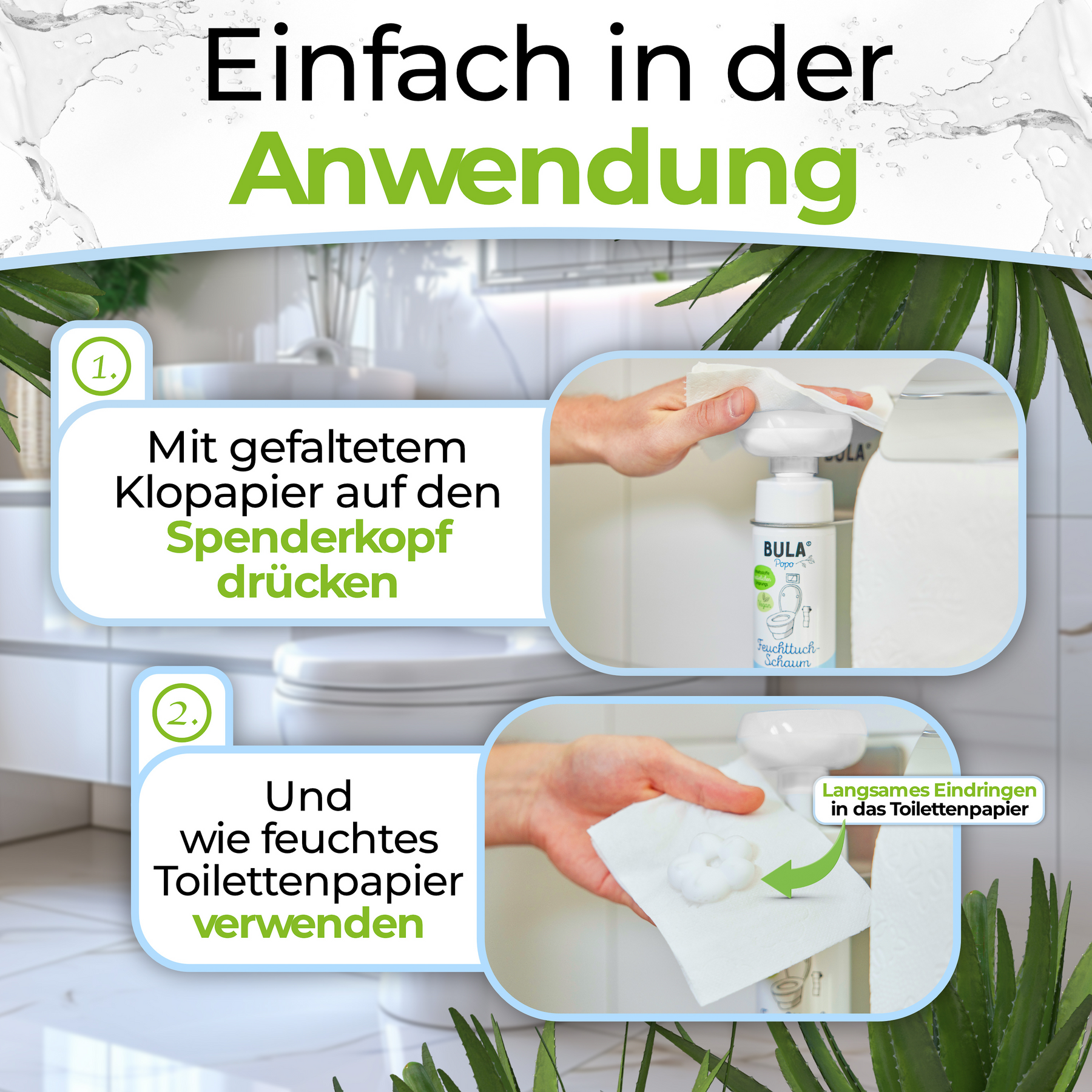 BULA Popo Blumen-Schaumpumpe inkl. selbstklebende Halterung (OHNE NOTWENDIGE BULA POPO SCHAUM 150 ml FLASCHE)