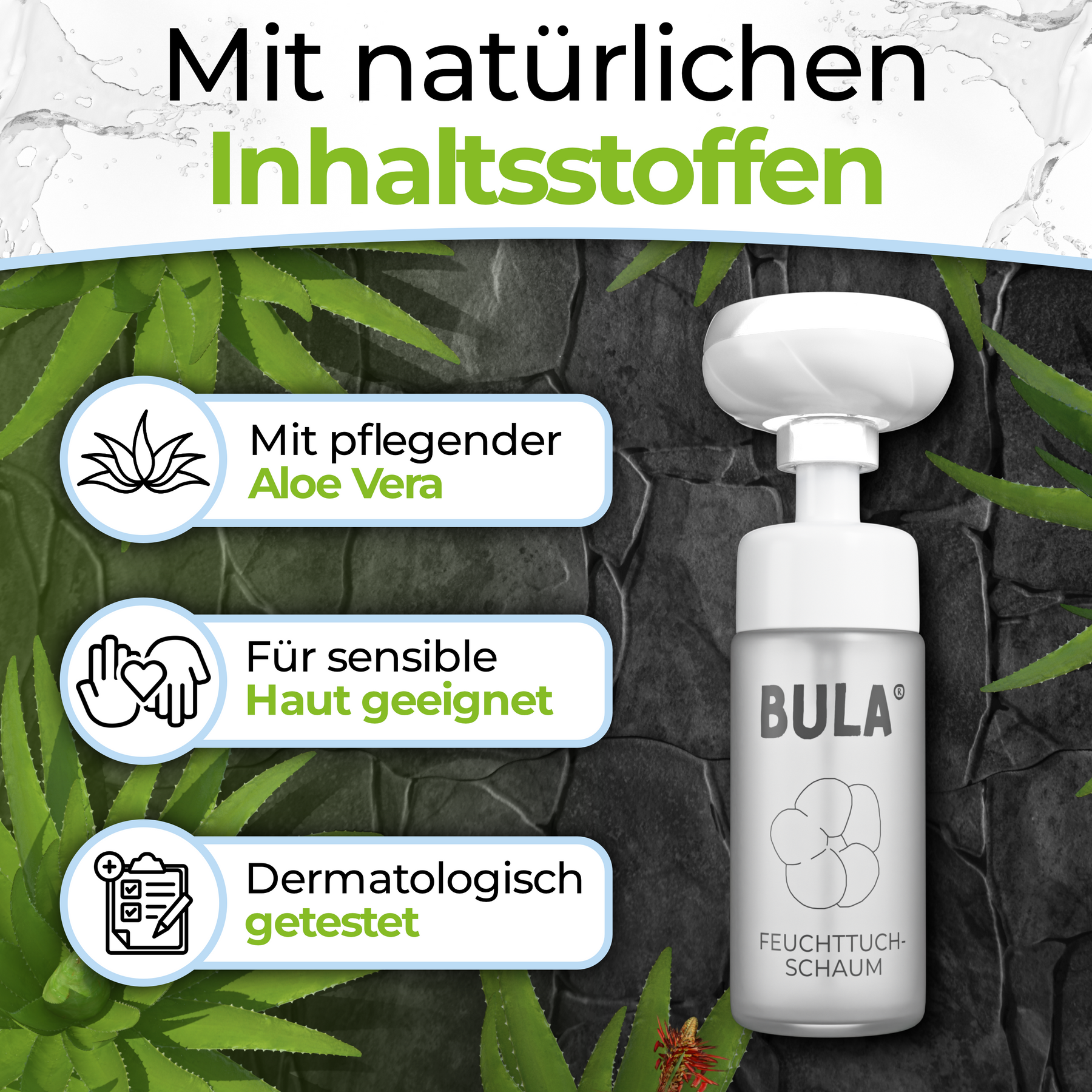BULA Popo Blumen-Schaumpumpe mit Design-Glasflasche (ohne Füllung)