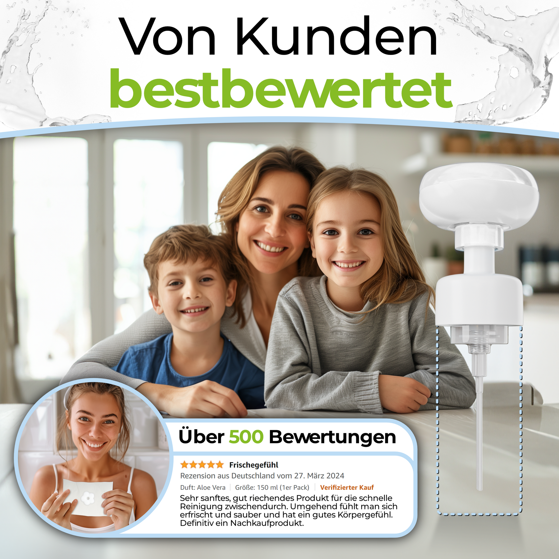BULA Popo Blumen-Schaumpumpe inkl. selbstklebende Halterung (OHNE NOTWENDIGE BULA POPO SCHAUM 150 ml FLASCHE)