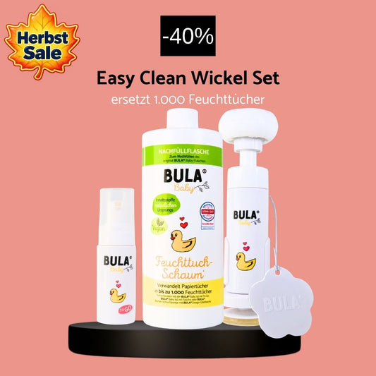BULA Baby Easy Clean Wickel Set - Feuchttuch-Schaum Starter Set für Babys