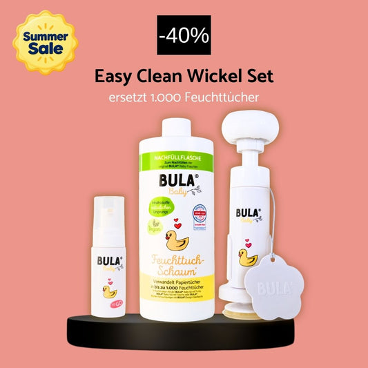 BULA Baby Easy Clean Wickel Set - Feuchttuch-Schaum Starter Set für Babys